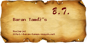 Baran Tamás névjegykártya